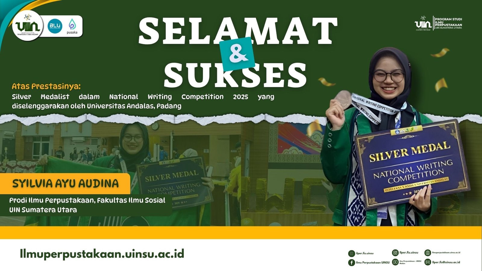 Mahasiswa Ilmu Perpustakaan UIN Sumatera Utara Raih Silver Medal pada National Writing Competition 2025